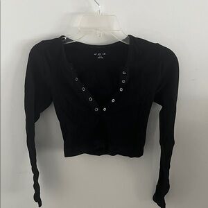 Urban Outfitters Black Crop Top with Eyelet Detail